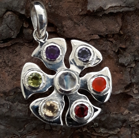 Natural Stones Round Chakra Pendant - Picture 5 of 8